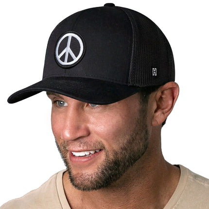 Peace Sign Trucker Hat  |  Black Love Snapback