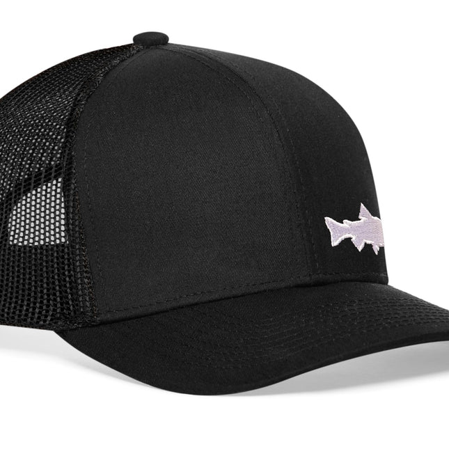 Steelhead Fish Trucker Hat  |  Black Steelhead Fish Snapback