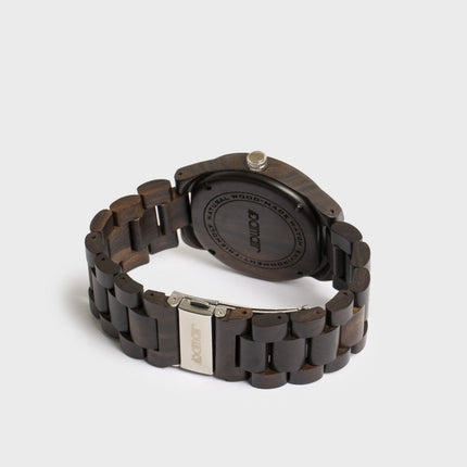 Mens Black Walnut Wood Watch Minimalist Vintage Design