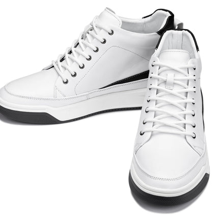 CALTO - Y7151 - 2.6 Inches Taller (Off-White) - Leather Ankle Top Sneak-Boot