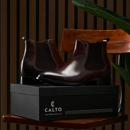 CALTO - Y72231 - 2.8 Inches Taller (Coffee Brown) - Chelsea Boots