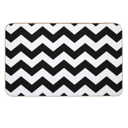 Black And White ZIG-ZAG  Easy To Clean Bath Mat