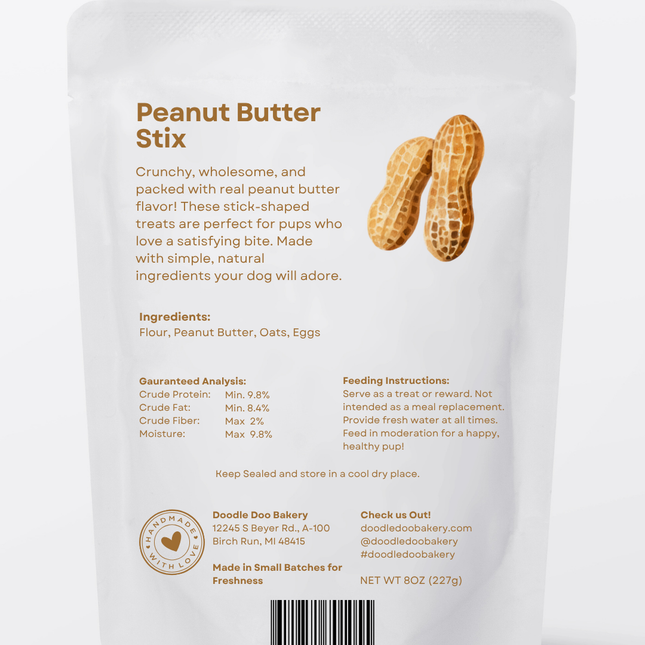 🥜 Homemade Dog Treats - Peanut Butter Stix Treat 1/2lb