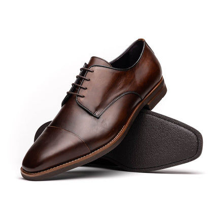 ENZO Italian Calfskin Cap Toe Chestnut