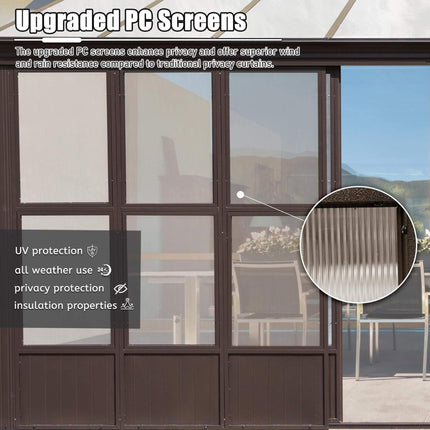 [12X16FT] Extra-Large Heavy-Duty All-Season Sunroom With Sliding Doors And Polycarbonate Windows (SAK98357)