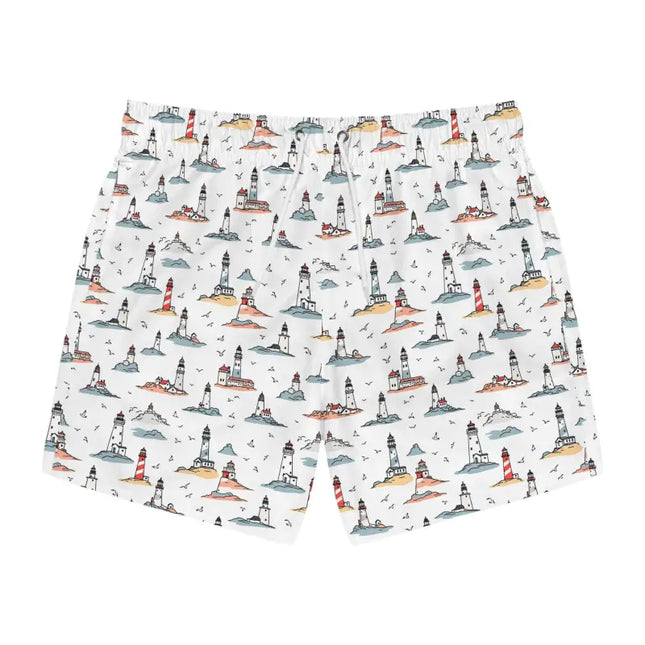 Ocean State Styles Mens Board Shorts Lighthouse Patterned