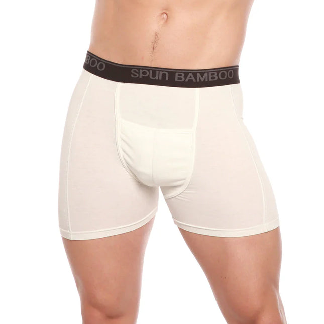 Men's Bamboo Viscose Boxer Briefs Underwear Cream Color - 3-pack
