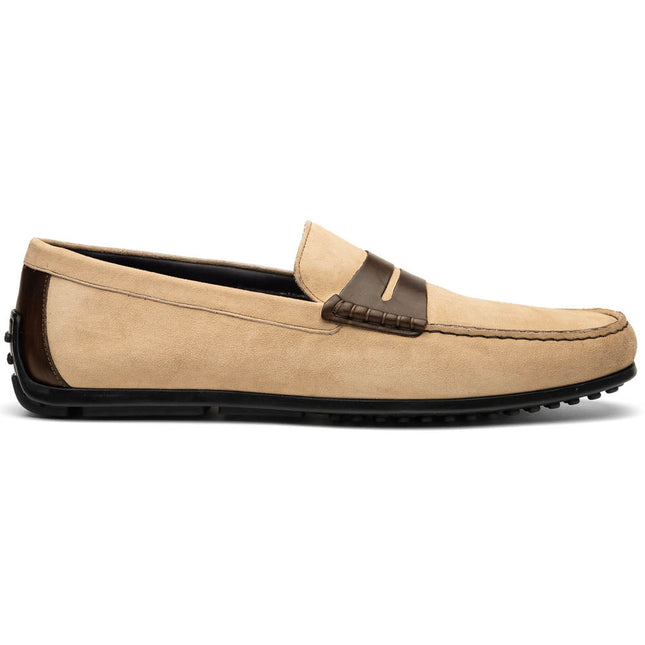 MONZA Sueded Italian Calfskin Driver Bone / Chestnut