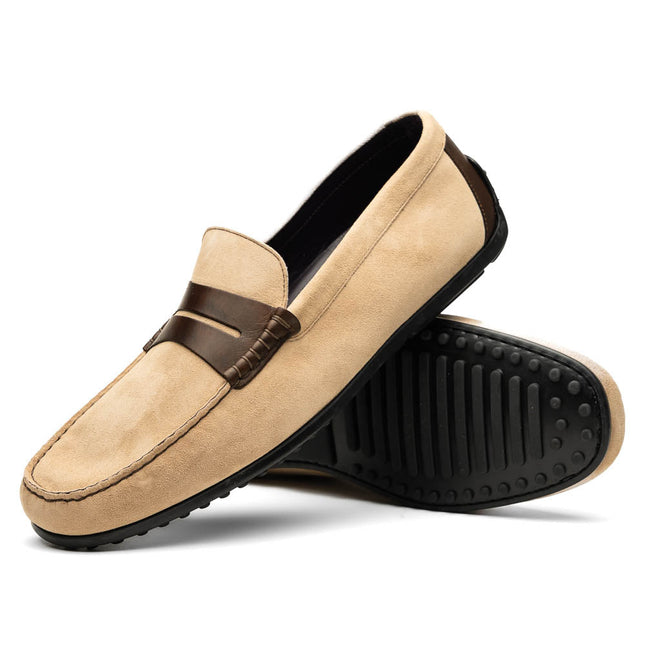 MONZA Sueded Italian Calfskin Driver Bone / Chestnut