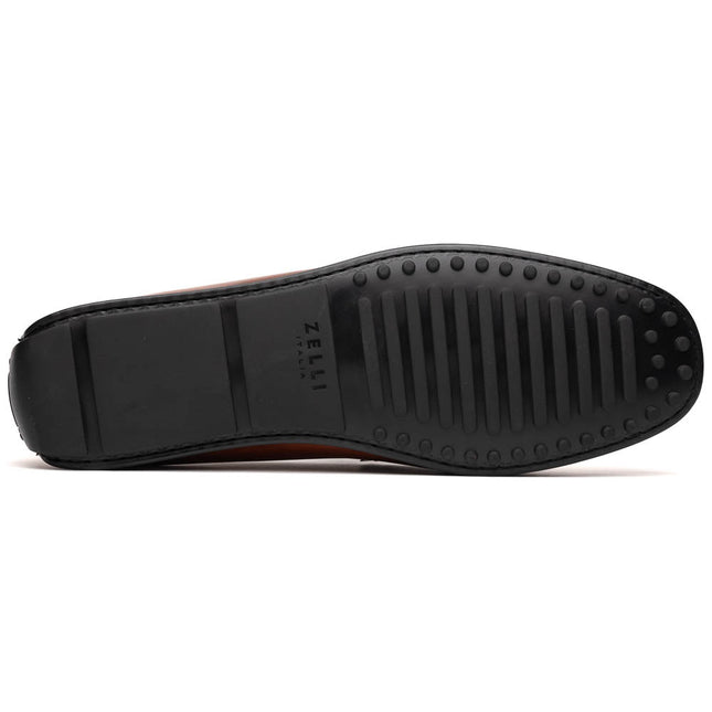 MONZA Hand Burnished Italian Calfskin Driving Loafers Cognac