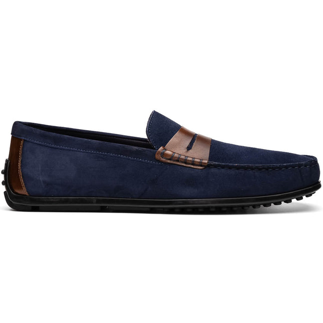 MONZA Sueded Italian Calfskin Driver Navy / Chestnut