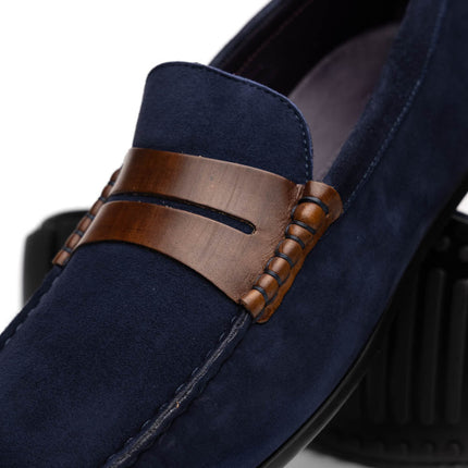 MONZA Sueded Italian Calfskin Driver Navy / Chestnut