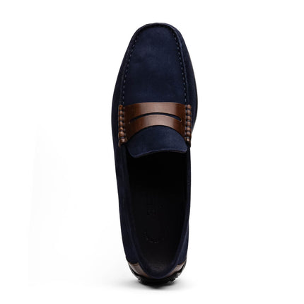 MONZA Sueded Italian Calfskin Driver Navy / Chestnut