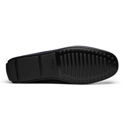 MONZA Sueded Italian Calfskin Driver Navy / Chestnut