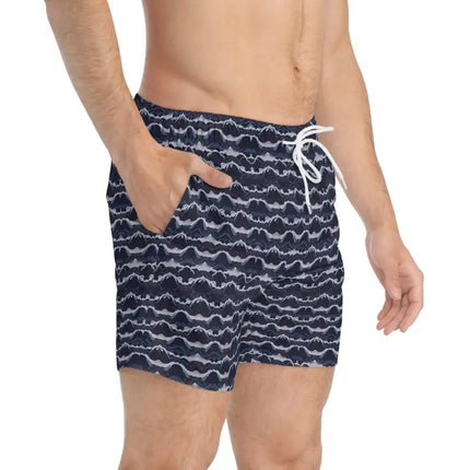 Ocean State Styles Coastal Wave Patterned Mens Swim Trunks