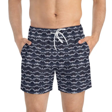 Ocean State Styles Coastal Wave Patterned Mens Swim Trunks