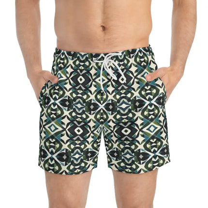 Ocean State Styles Swim Trunks Geometric Pattern Mens
