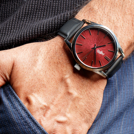 Burgundy Sunburst Watch