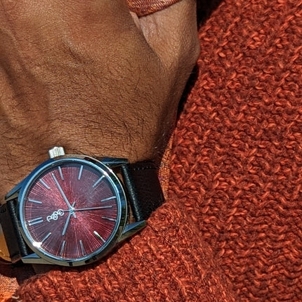 Burgundy Sunburst Watch