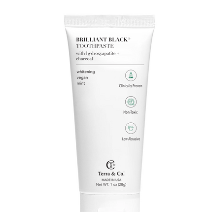 Brilliant Black® Charcoal Whitening Toothpaste with Micro-Hydroxyapatite (Fluoride-Free, Enamel Strength & Sensitive Teeth Relief)