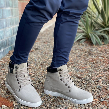 CALTO - T53120 - 2.6 Inches Taller (Nubuck Grey) - High top sneak-boot