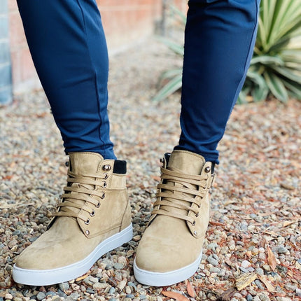 CALTO - T53121 - 2.6 Inches Taller (Nubuck Tan) - High top sneak-boot