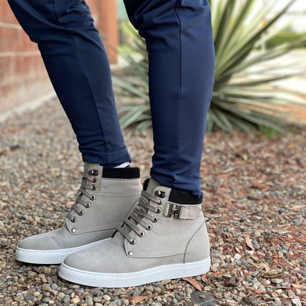 CALTO - T53120 - 2.6 Inches Taller (Nubuck Grey) - High top sneak-boot