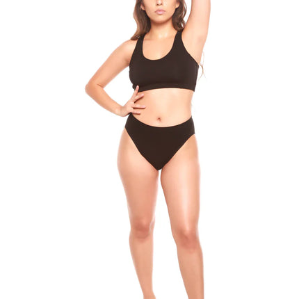 Women's Bamboo/Cotton High Leg Brief Style Underwear Black Color - 3-pack