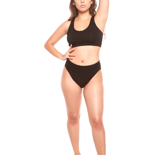 Women's Bamboo/Cotton High Leg Brief Style Underwear Black Color - 3-pack